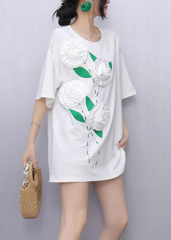 White O-neck Tops Short Sleeve