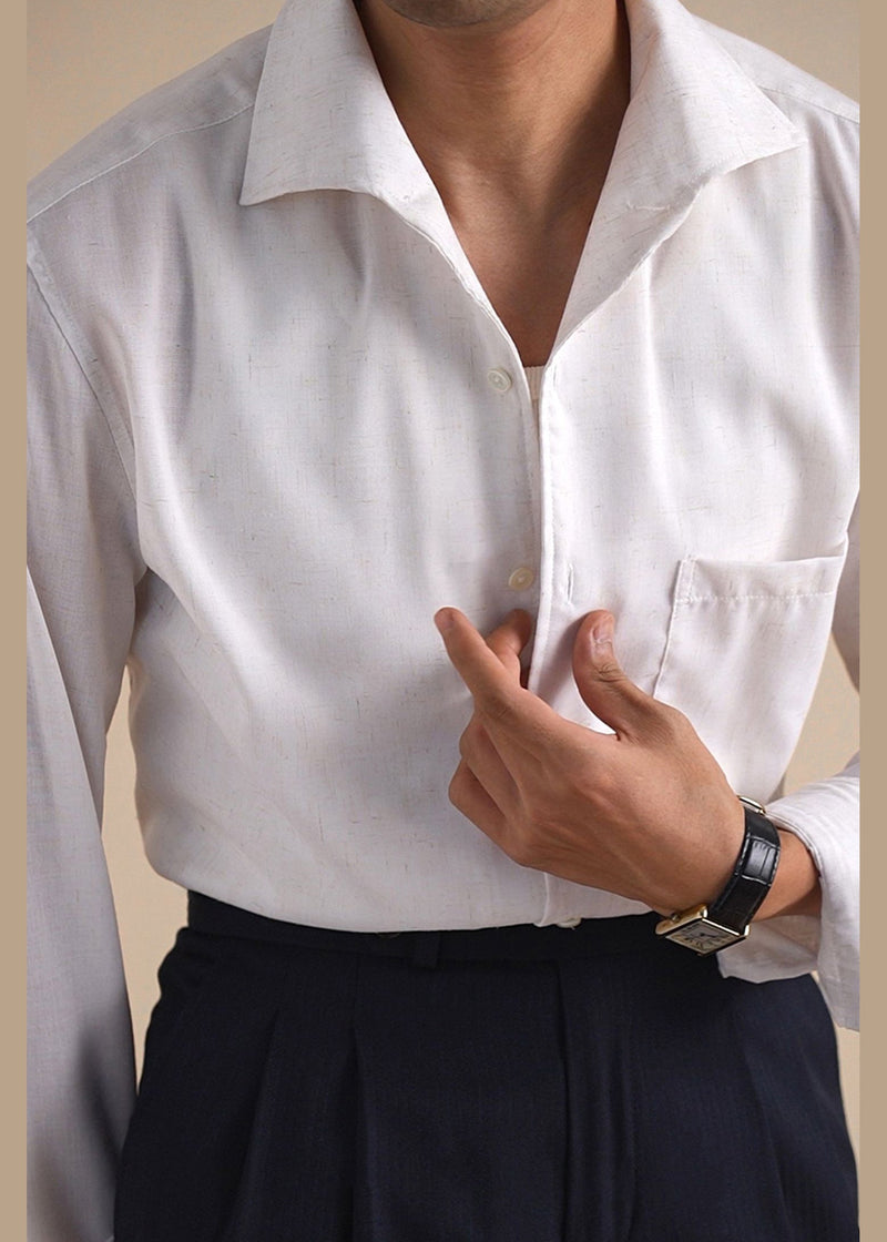 White Pockets Linen Shirts Peter Pan Collar