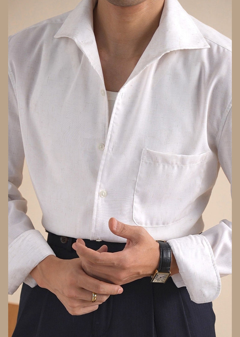 White Pockets Linen Shirts Peter Pan Collar