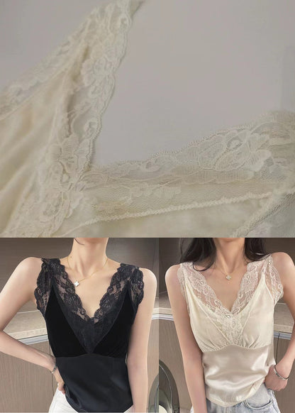 White Silk Beach Vest V Neck Summer