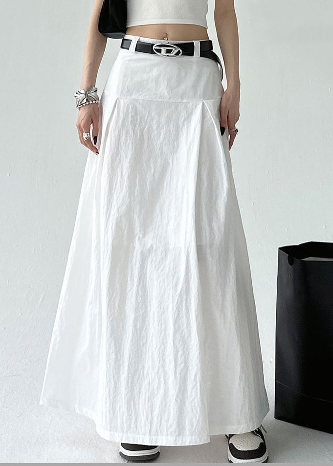 White High Waist Cotton Summer Skirt Zippered