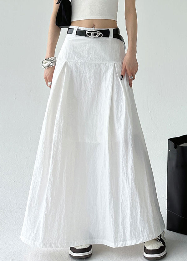 White High Waist Cotton Summer Skirt Zippered