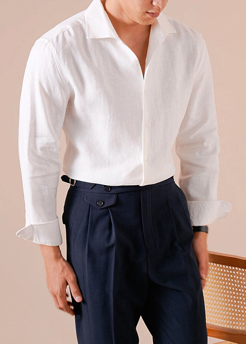 White Linen Fall Shirts Peter Pan Collar