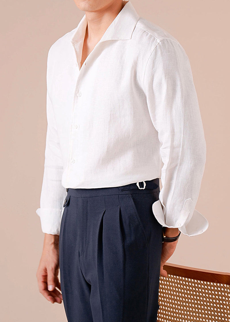 White Linen Fall Shirts Peter Pan Collar