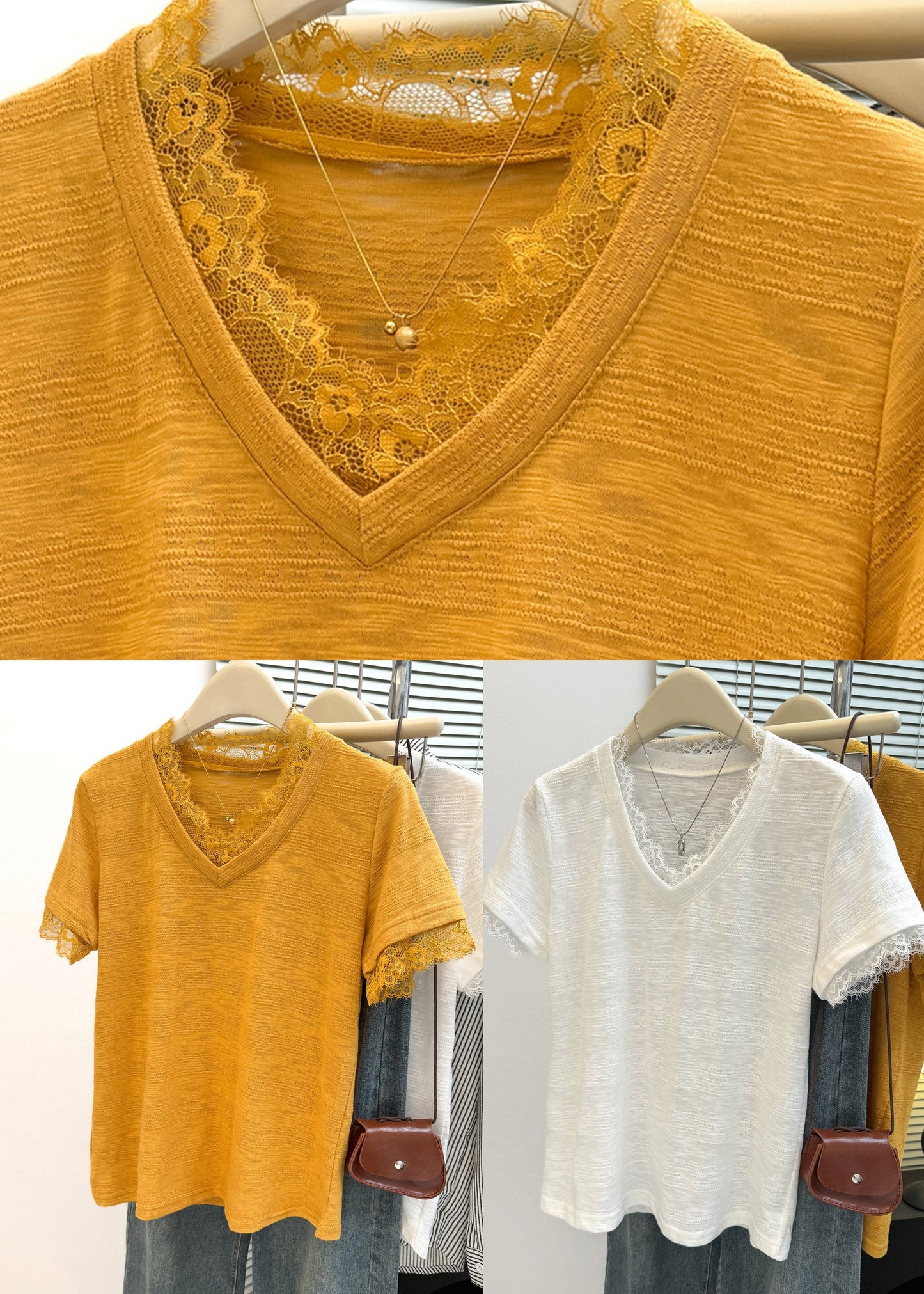White V Neck Top Short Sleeve