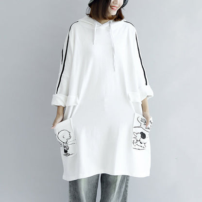 White Hoodies Oversized Winter Dresses Pullover