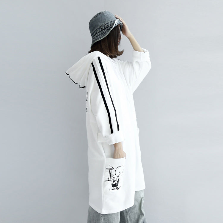 White Hoodies Oversized Winter Dresses Pullover