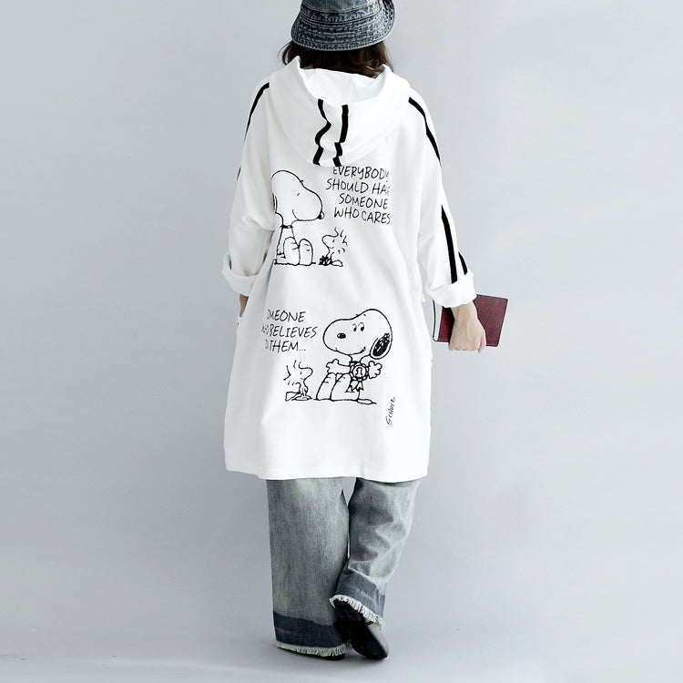 White Hoodies Oversized Winter Dresses Pullover