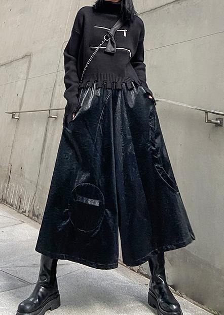 Wide Leg Pants High Waist Straight Tube Pu Leather Pants