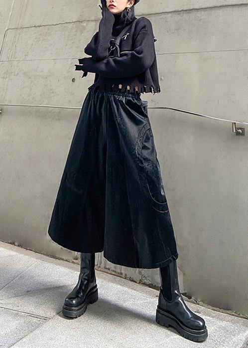 Wide Leg Pants High Waist Straight Tube Pu Leather Pants