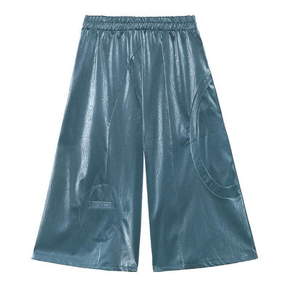 Wide Leg Pants High Waist Straight Tube Pu Leather Pants