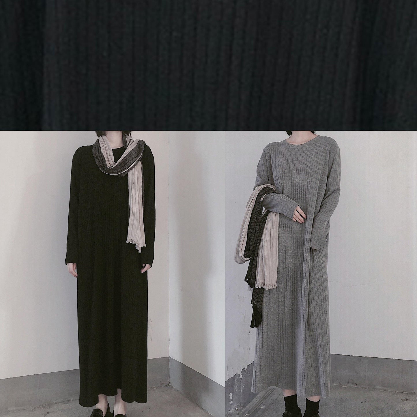 Winter Gray Sweate Outfit Refashion O Neck Long Sleeve Art Knit Dresses
