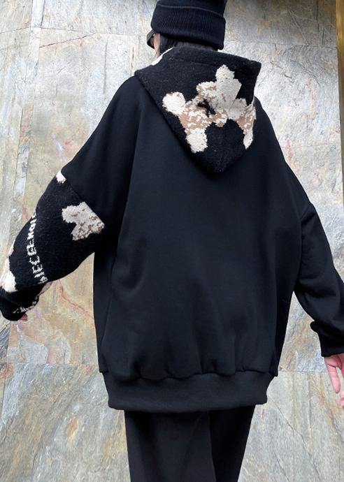 Winter Black Christmas Design Clothes O Neck Knit Sweat Tops