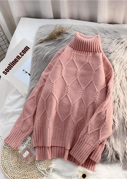 Winter Blue Clothes High Neck Baggy Oversize Knit Tops