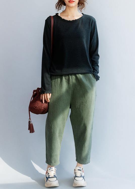 Winter Dark Gray Knitwear Ruffles Collar Knit Tops