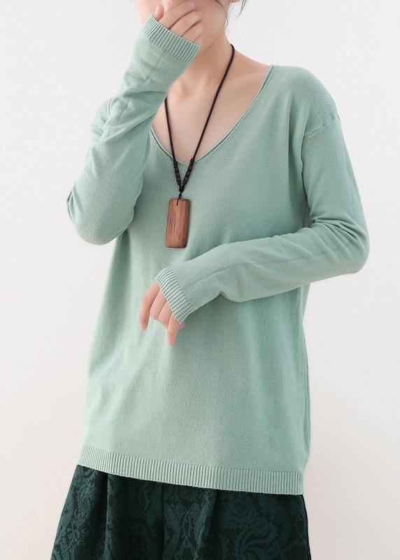 Winter Fall Green Sweaters Oversized V Neck Sweater Blouse