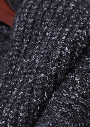 Winter Hooded Knitwear Clothing Gray Thick Big Pockets Knitted Cardigans