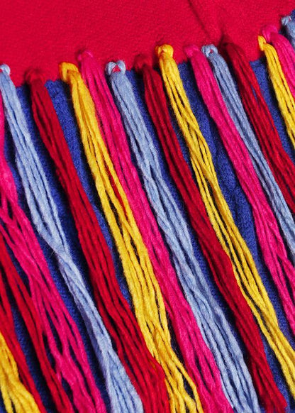 Winter O Neck Tassel Sweater Weather Blue Patchwork Red Mujer Knitwear