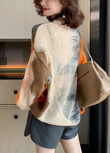 Apricot Hollow Out Loose Fall Knit Sweaters