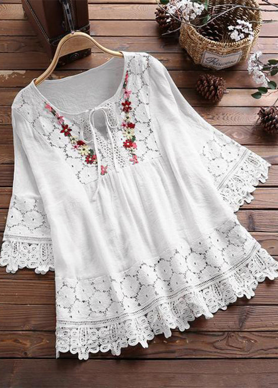 Apricot O Neck Patchwork Lace T Shirt Summer