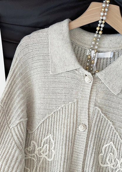 Apricot Peter Pan Collar Button Cozy Knit Coat Fall