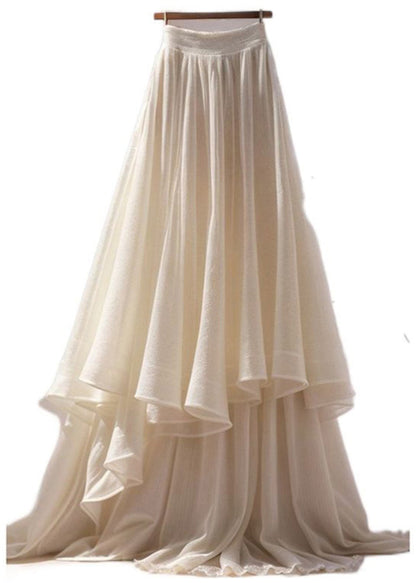 Apricot Wrinkled Cotton Maxi Skirts Summer