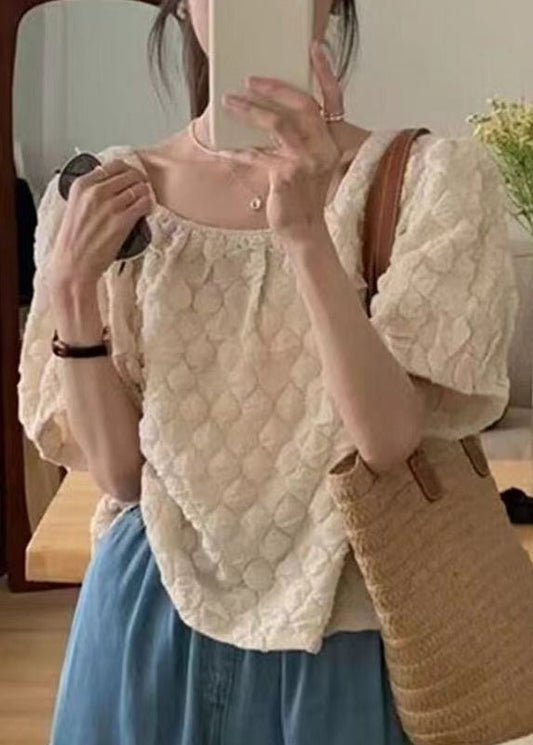 Apricot Square Collar Cotton Top Summer