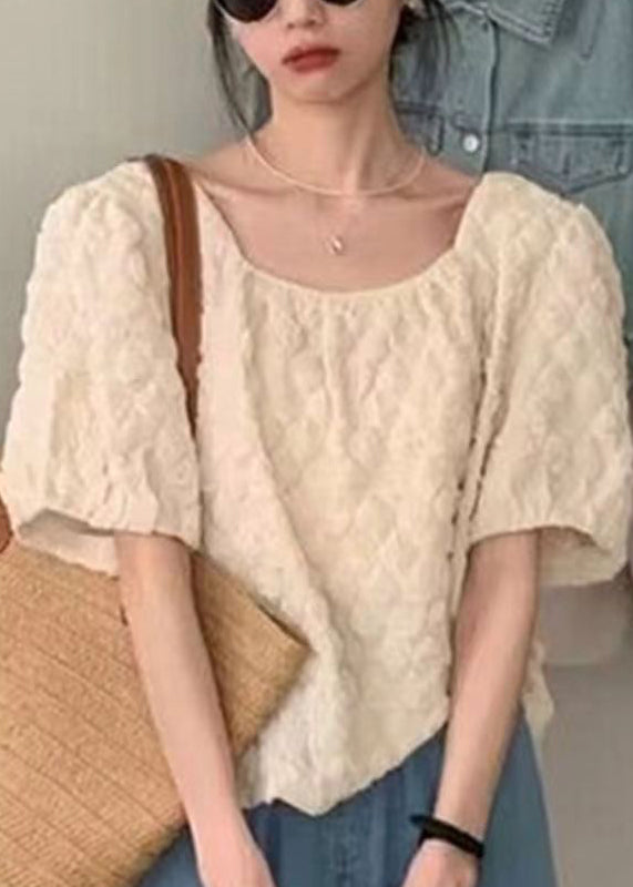 Apricot Square Collar Cotton Top Summer