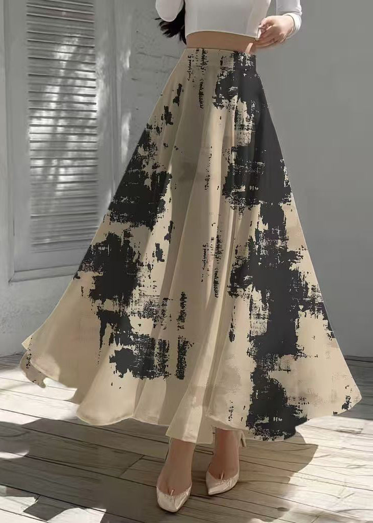Apricot Tie Dye Exra Large Hem Chiffon Skirt Summer