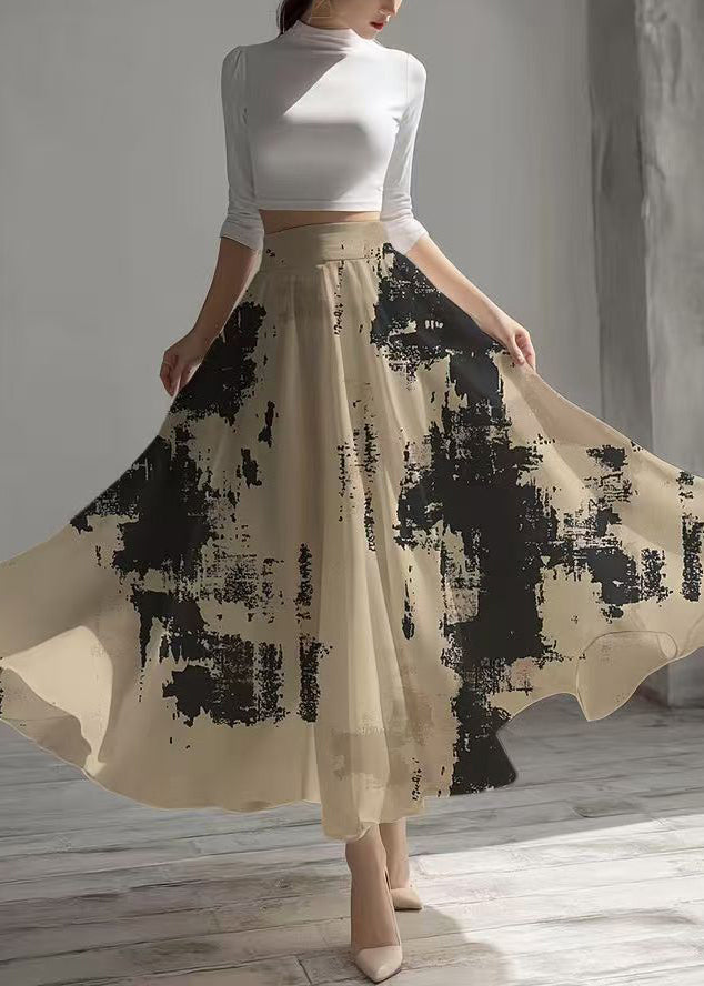Apricot Tie Dye Exra Large Hem Chiffon Skirt Summer