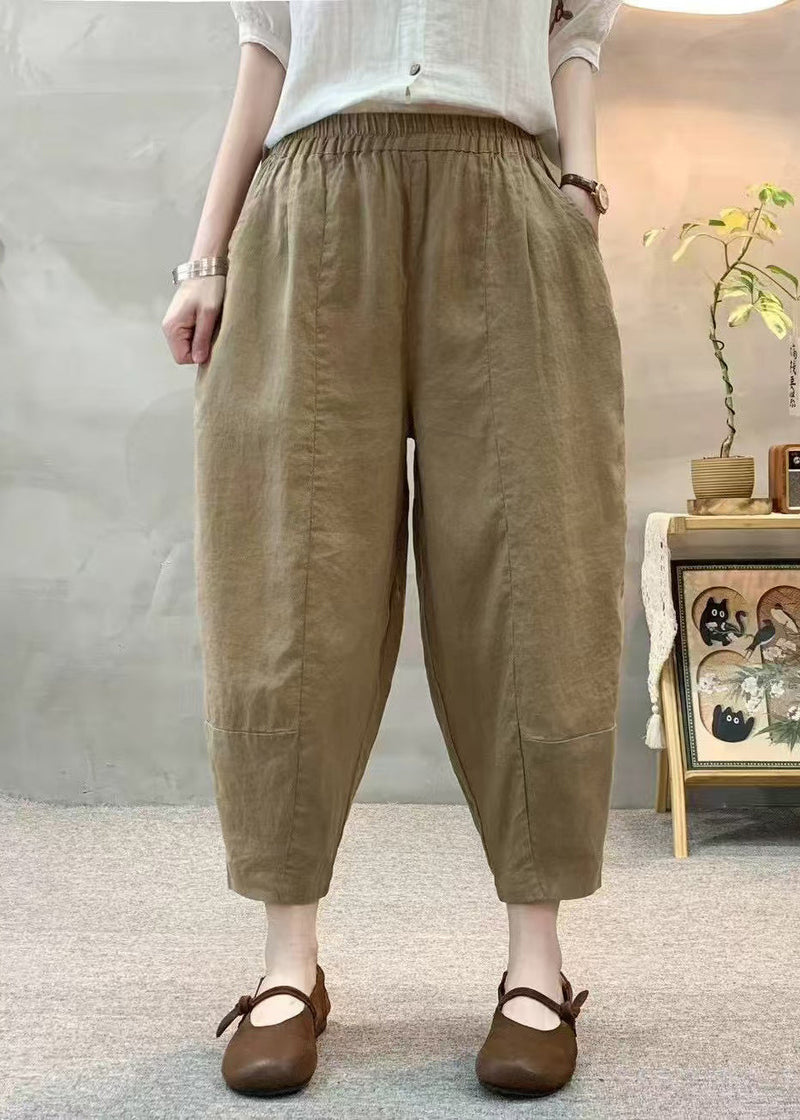 Army Green Oversized Linen Harem Pants Summer