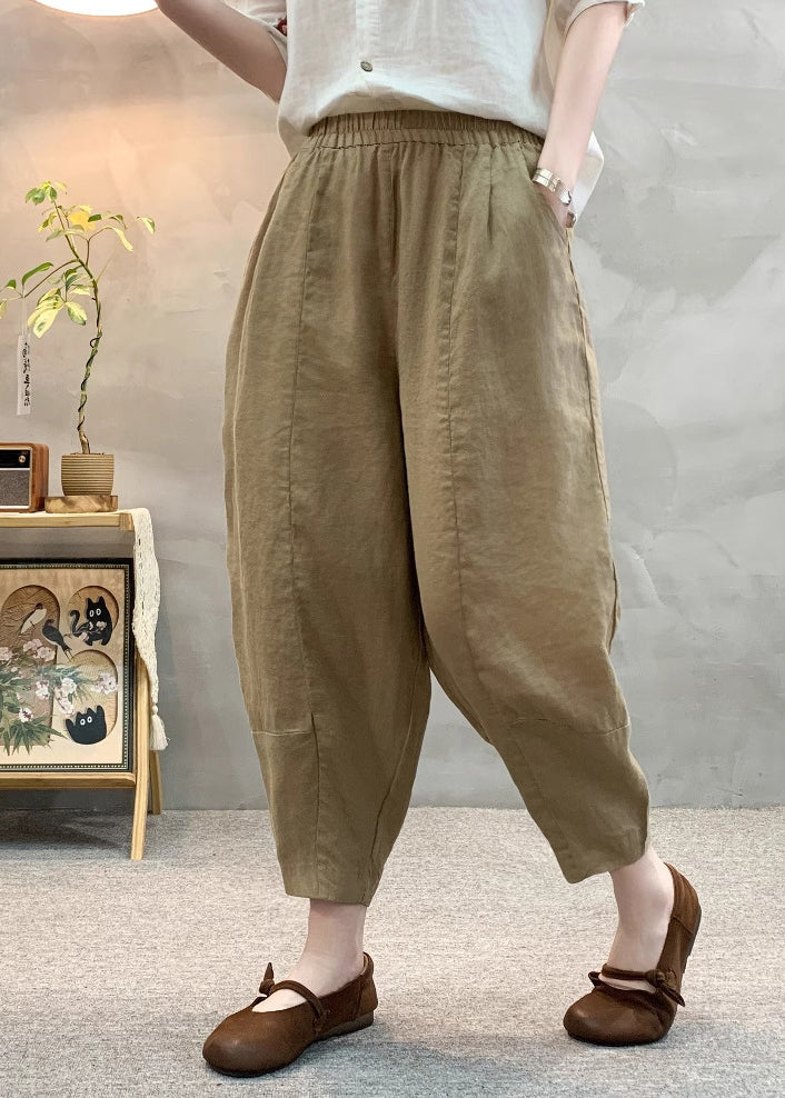 Army Green Oversized Linen Harem Pants Summer