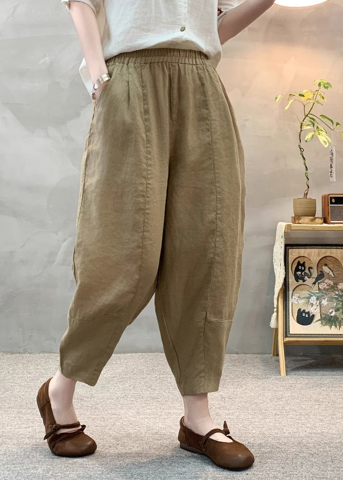 Army Green Oversized Linen Harem Pants Summer