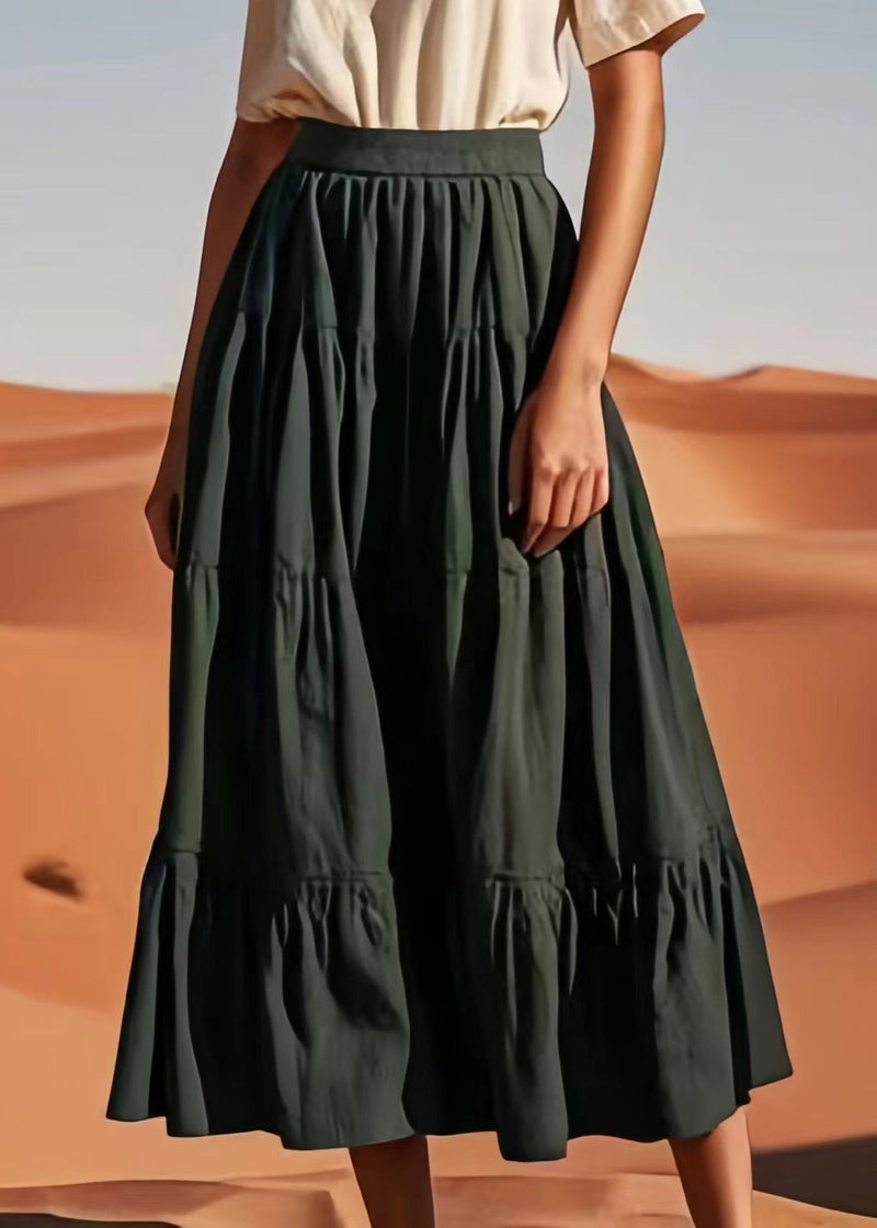Army Green High Waist Cotton Skirt Summer