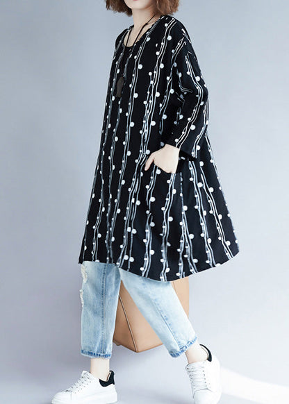 Batwing Sleeve Linen Clothes Neckline Black Loose Dresses Summer