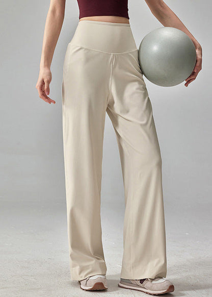 Beige High Waist Quick Dry Material Yoga Pants