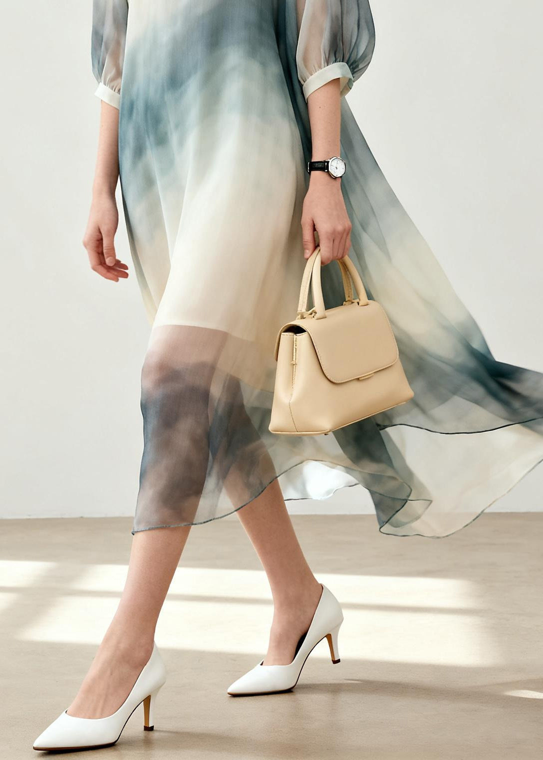 Beige Tie Dye Chiffon Vacation Dresses Summer