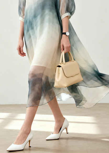 Beige Tie Dye Chiffon Vacation Dresses Summer
