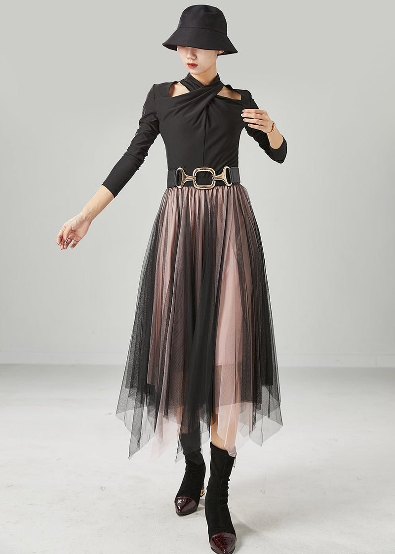 Black Asymmetrical Exra Large Hem Tulle Skirt Summer