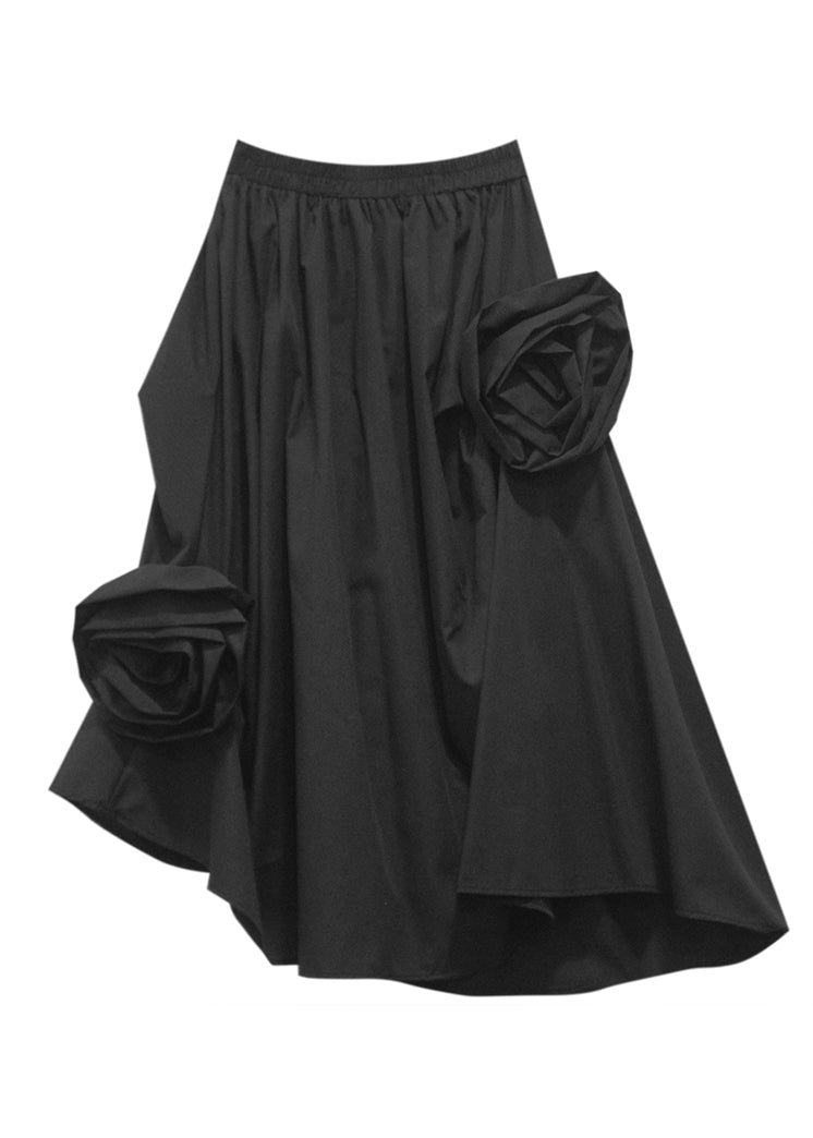 Black Asymmetrical Elastic Waist Maxi Dress Fall