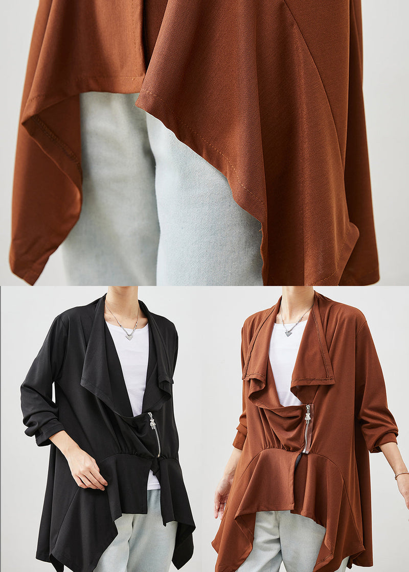 Black Asymmetrical Patchwork Cotton Cardigan Spring