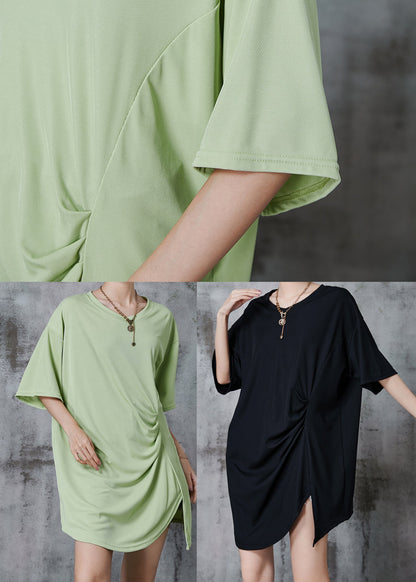 Black Asymmetrical Wrinkled Cotton Tank Summer