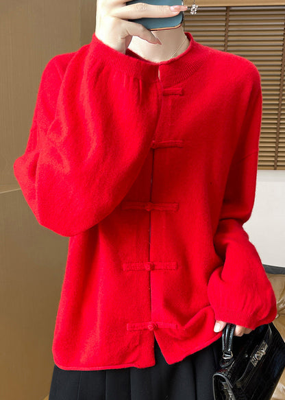 Black Button Woolen Knit Coats Fall