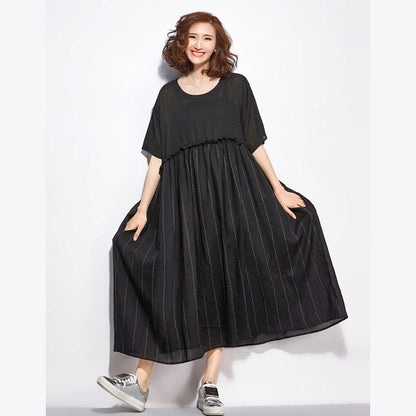 Black Patchwork Dresses Long Shirt Tunics Pullover