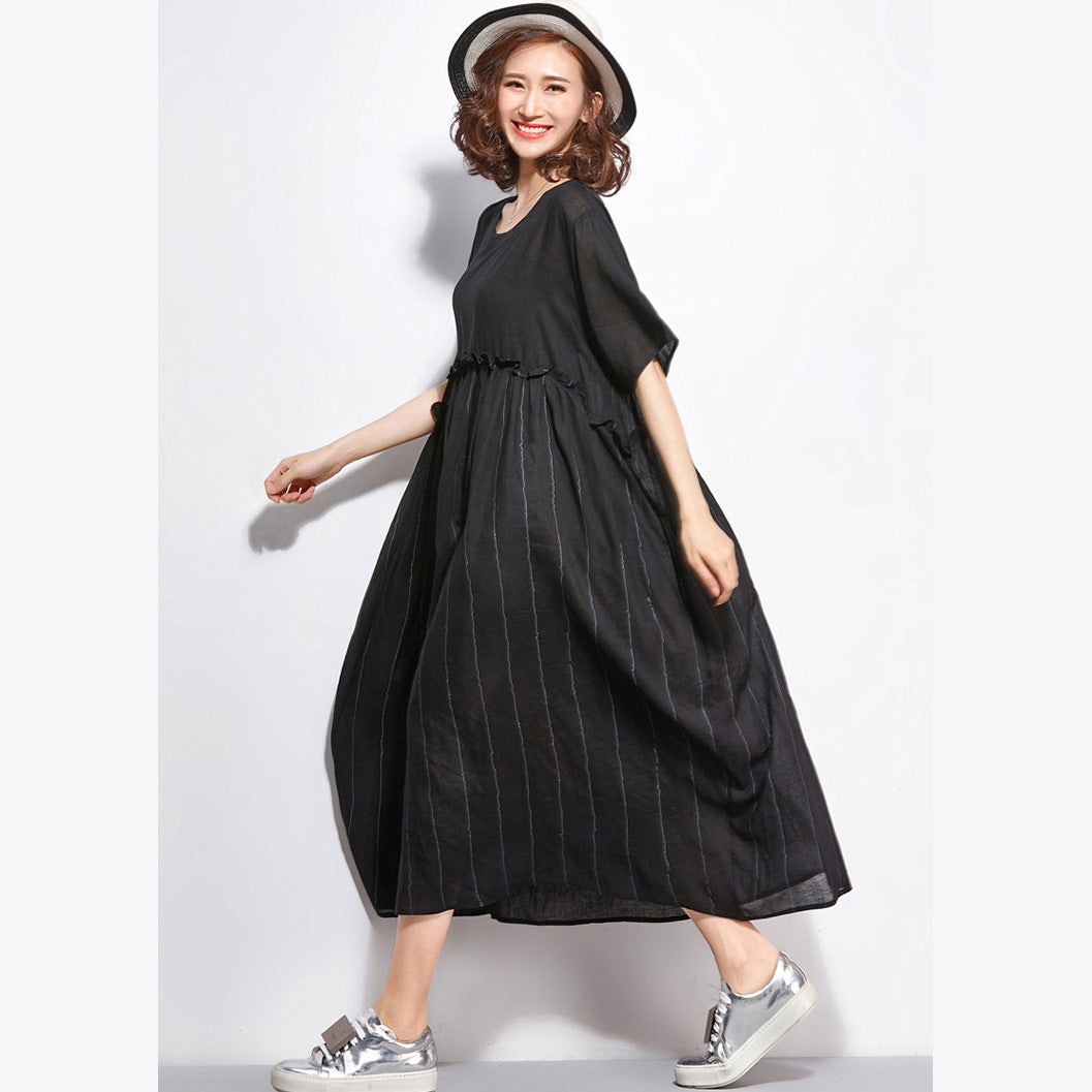 Black Patchwork Dresses Long Shirt Tunics Pullover