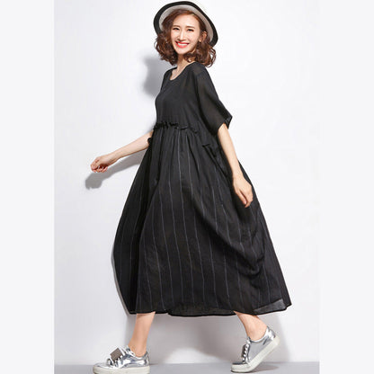 Black Patchwork Dresses Long Shirt Tunics Pullover