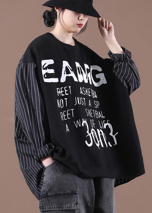 Women Black Classy Letter Casual Autumn Sewing Tops