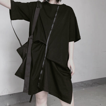 Black Clothes O Neck Half Sleeve Spring Dress