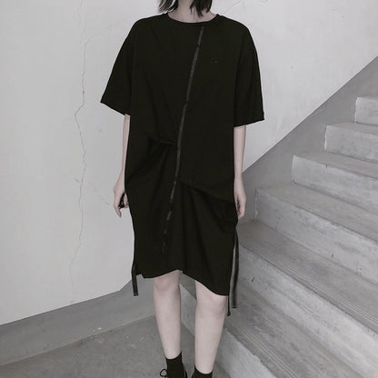 Black Clothes O Neck Half Sleeve Spring Dress