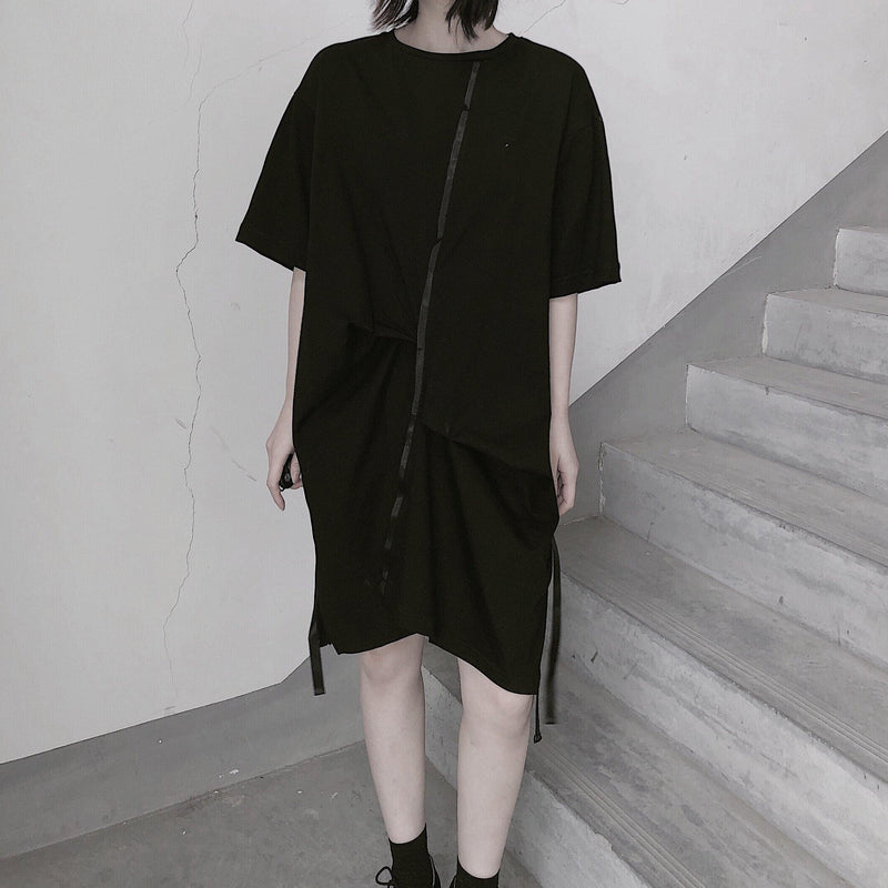 Black Clothes O Neck Half Sleeve Spring Dress
